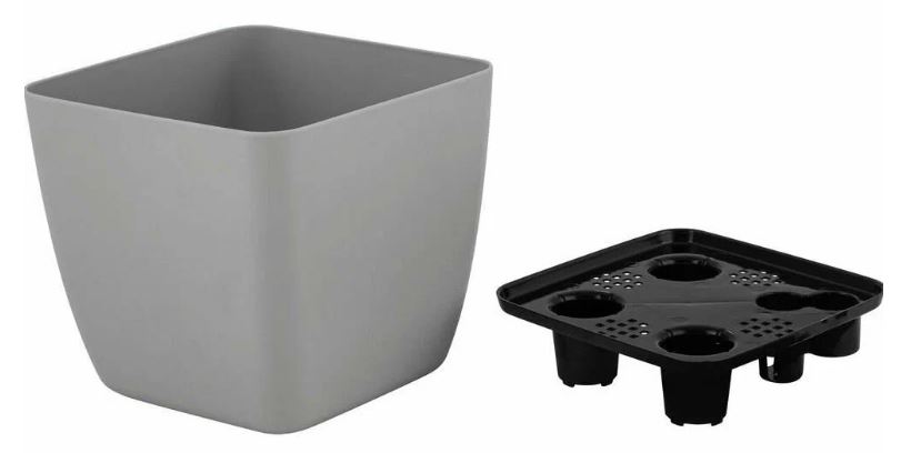 Горшок с дренажной вставкой InGreen Vienna, 5л, квадратный, французский платан                          